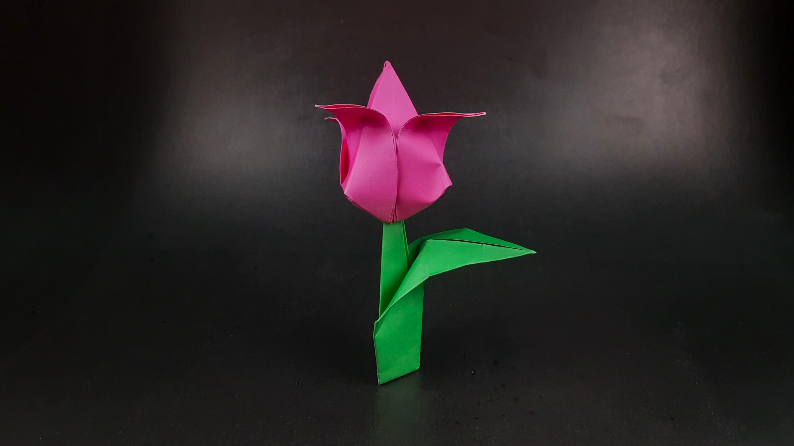 Final product for origami tulip instructions.