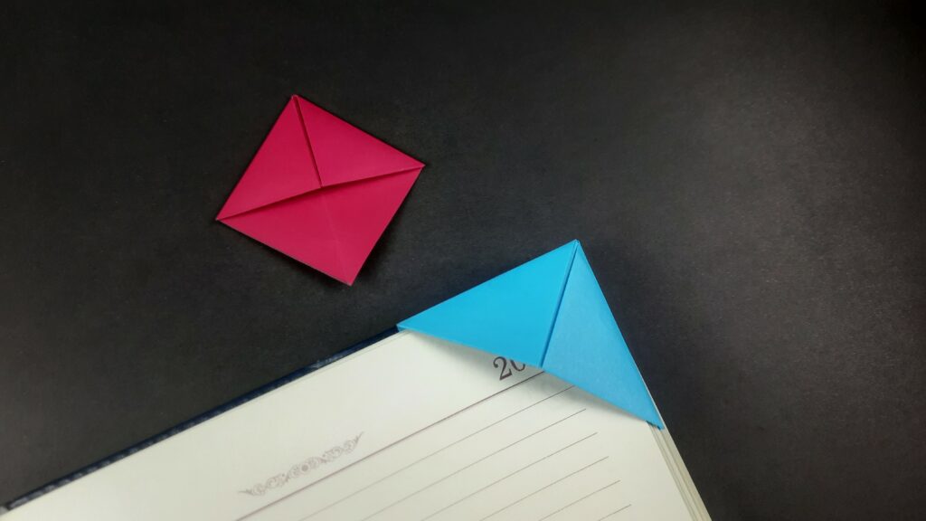 Final product for how to make an origami bookmark post.