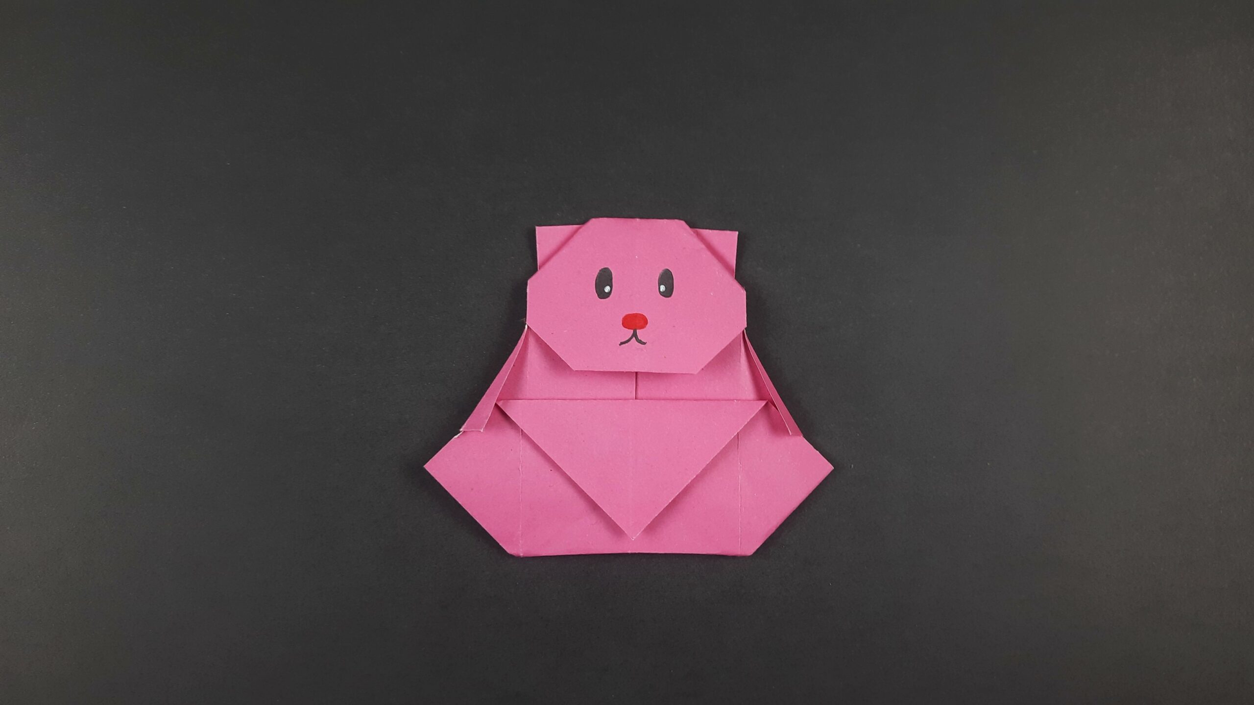 Final result for how to make an origami teddy bear instructions.